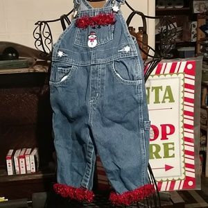 Girls Sz 12-18 mths Carter's Xmas Denim Overalls